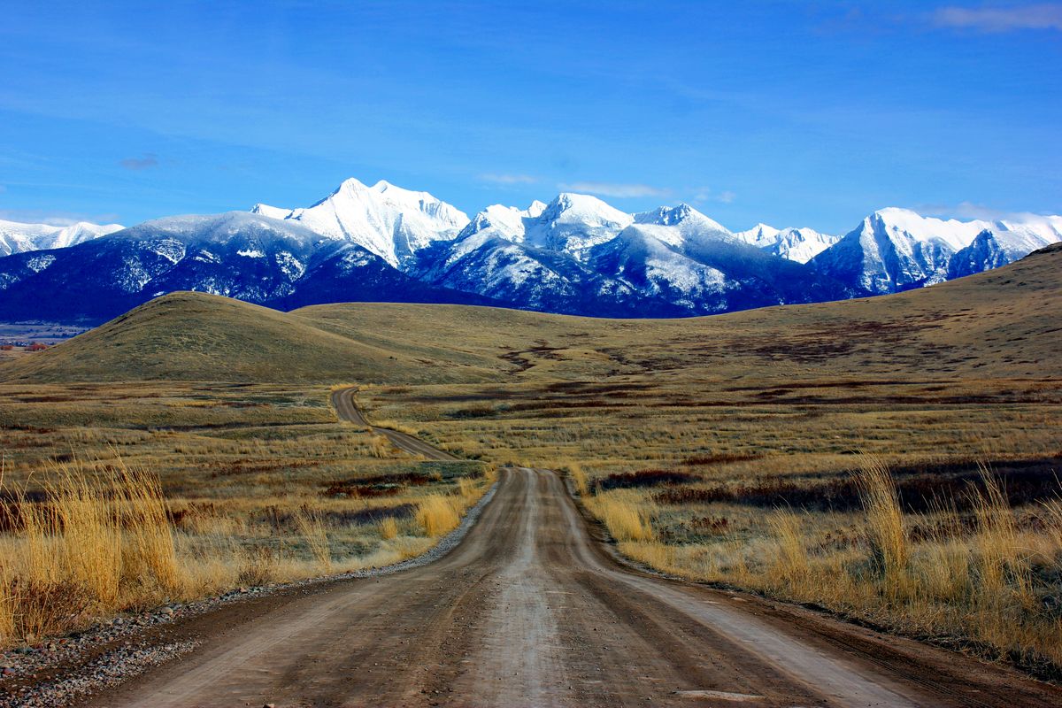 Mission Mountains seen from the National Bison Range, Montana